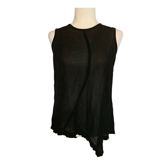 wilt womens solid black Crew Neck sheer tank top blouse xs - Picture 1 of 5
